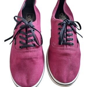 Vans Canvas Low-Top Sneakers in Burgundy with Black Laces